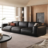 Black Genuine Leather Modular Sofa for Living Room