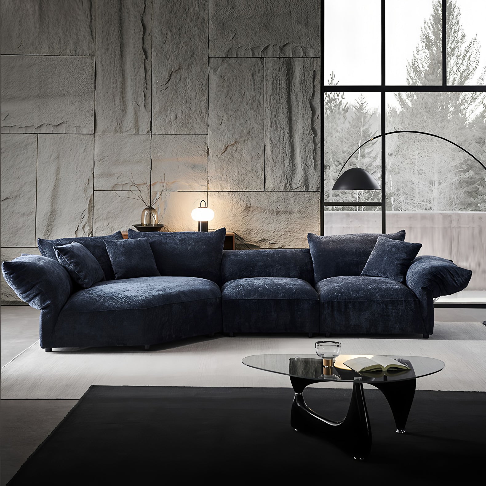 Italian-Style Petal Curved Sofa with Adjustable Backrest