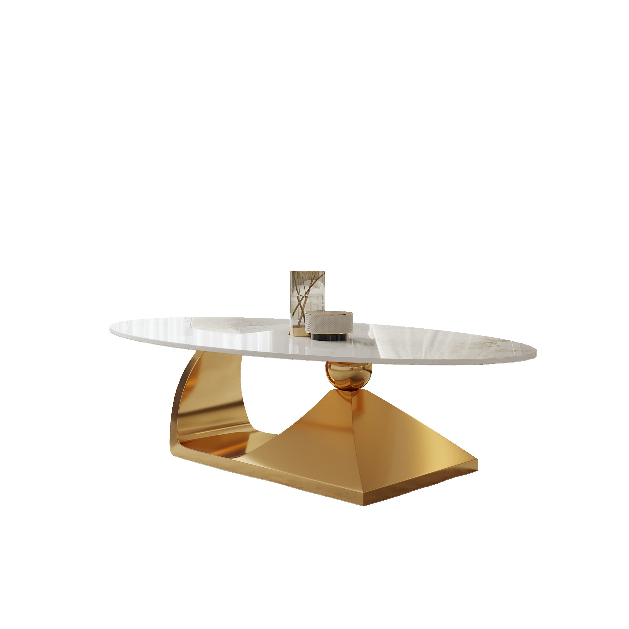 Modern Luxury Oval Artificial Marble Coffee Table for Living Room Center