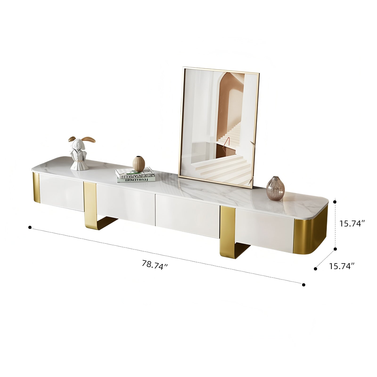 78.74" Modern TV Stand with Gold Legs