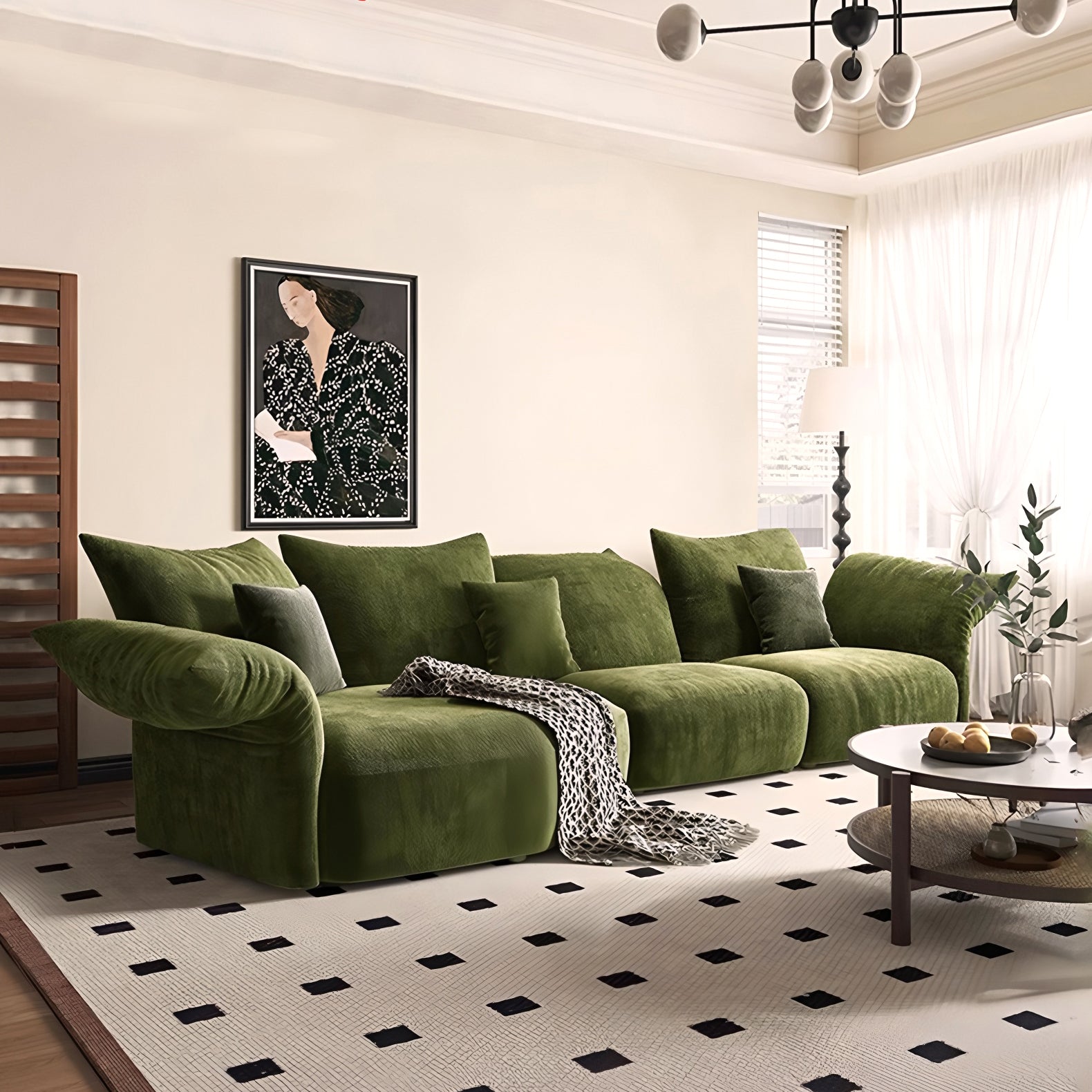 Italian-Style Petal Curved Sofa with Adjustable Backrest