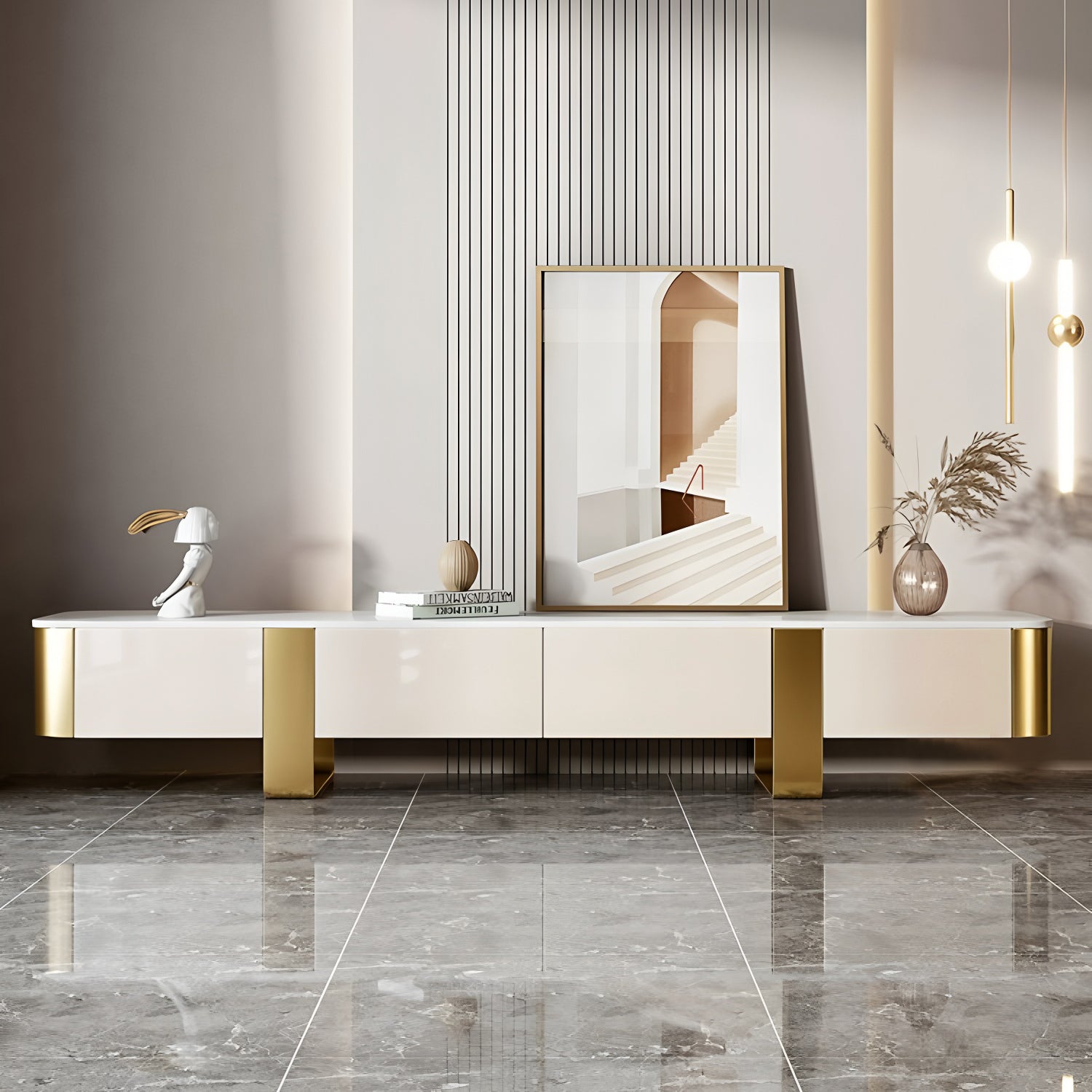 78.74" Modern TV Stand with Gold Legs