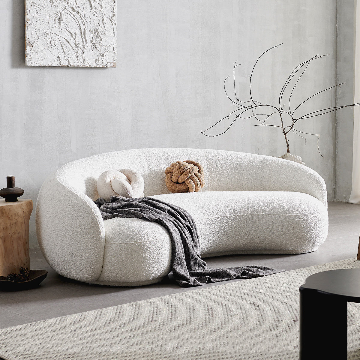 Cashew Curved Sofa in White
