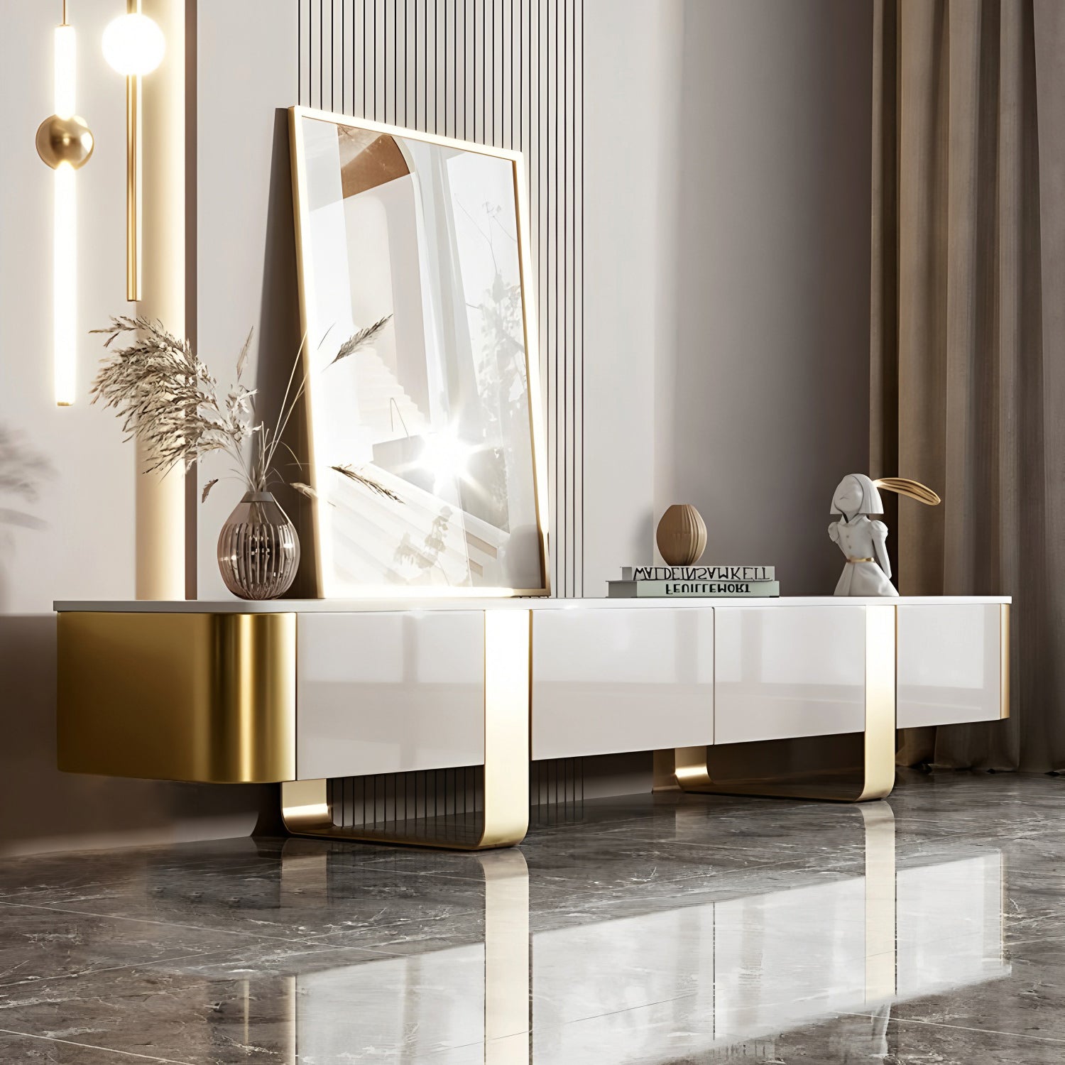 78.74" Modern TV Stand with Gold Legs