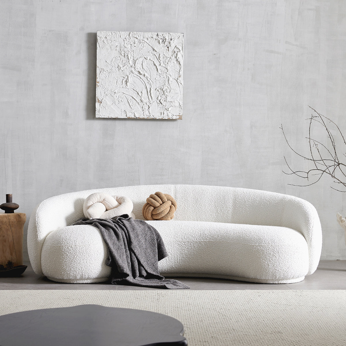 Cashew Curved Sofa in White