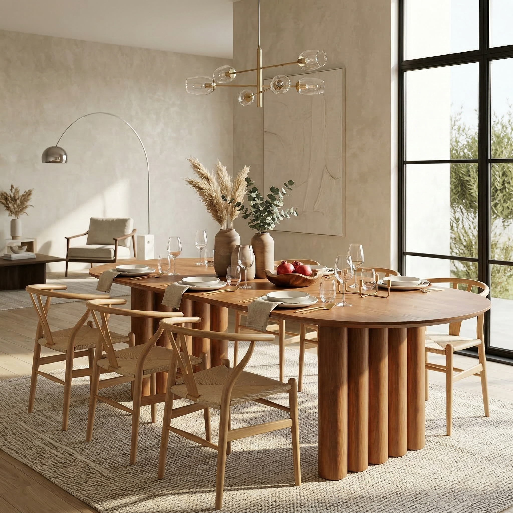 Oval Solid Wood Dining Table, Seats 8-10