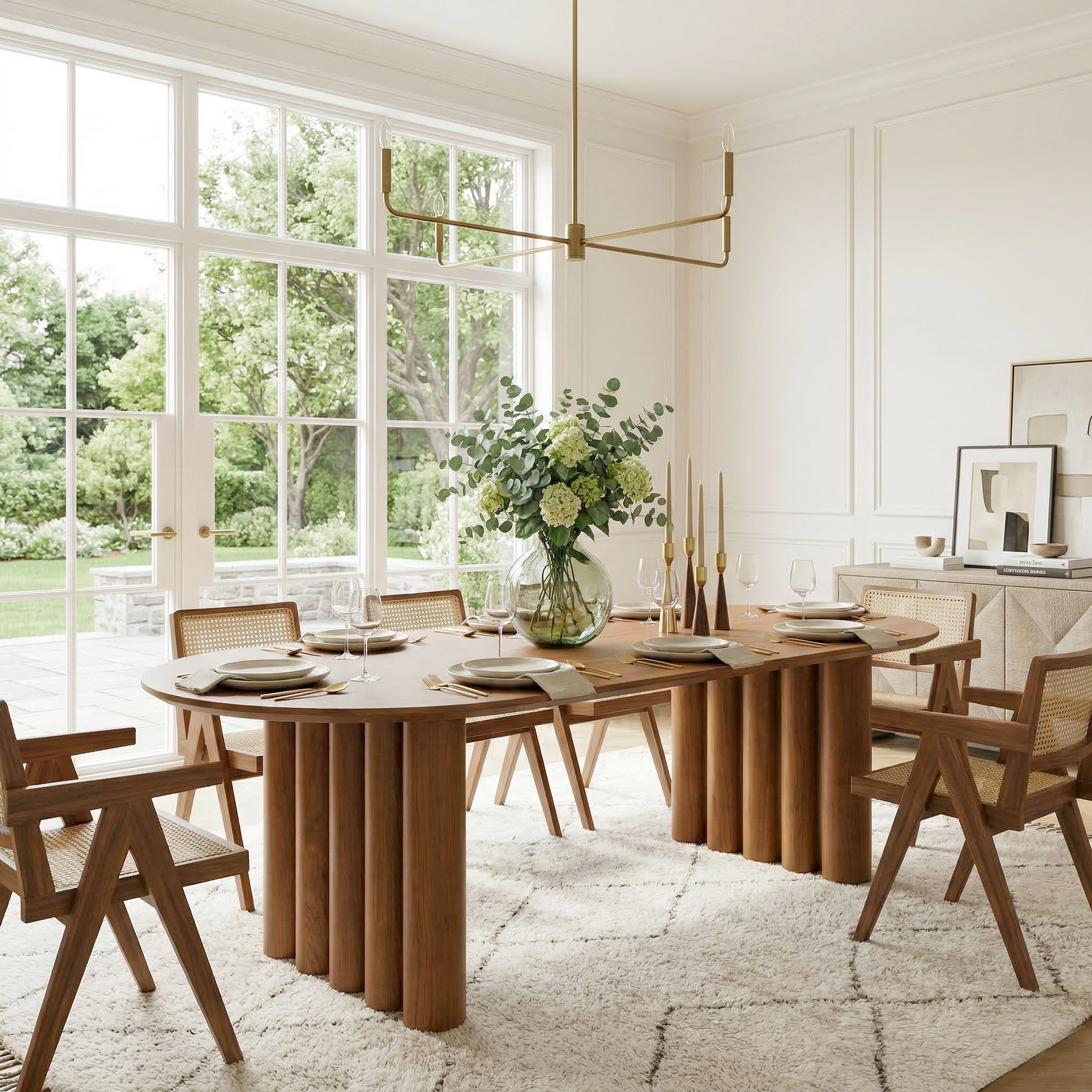 Oval Solid Wood Dining Table, Seats 8-10