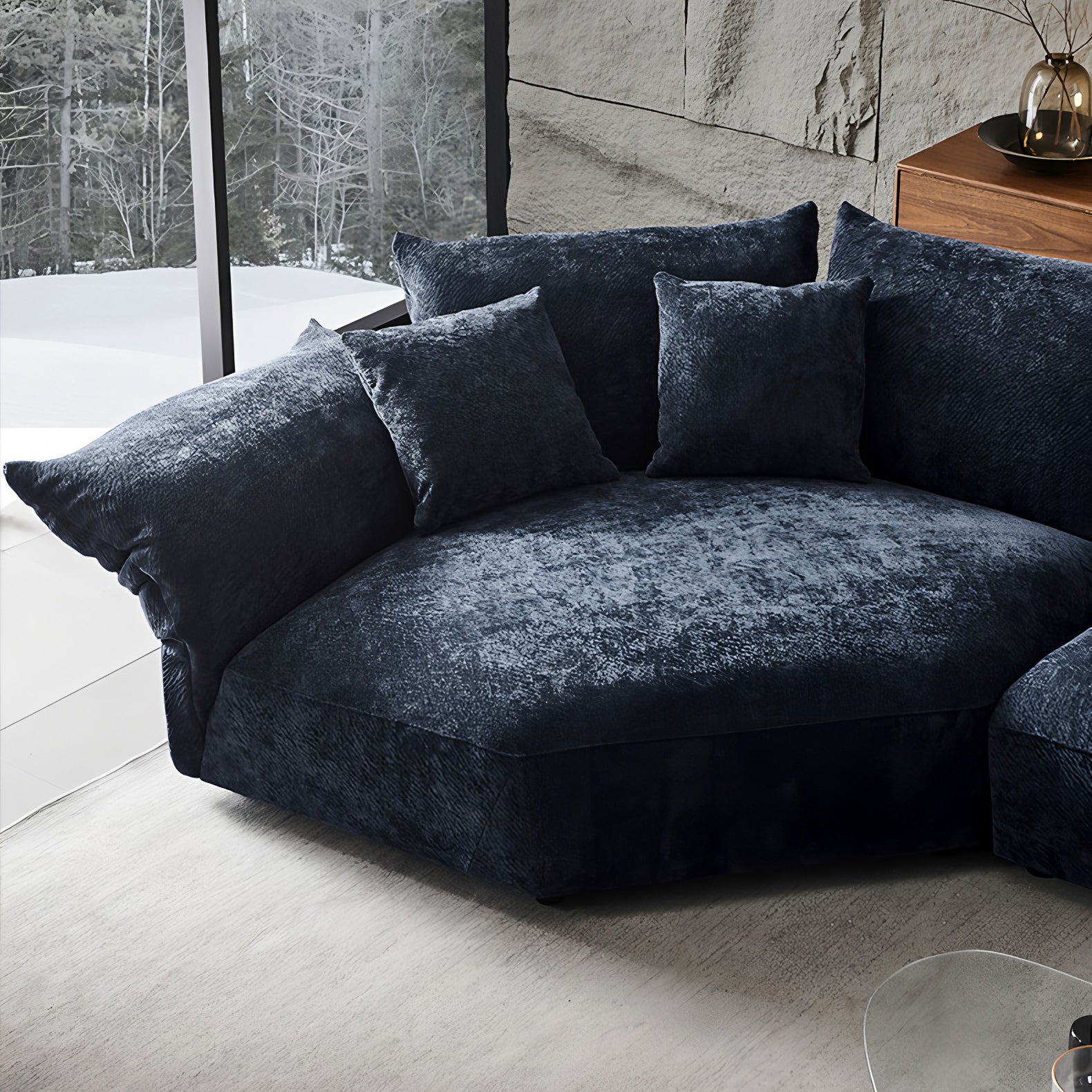 Italian-Style Petal Curved Sofa with Adjustable Backrest