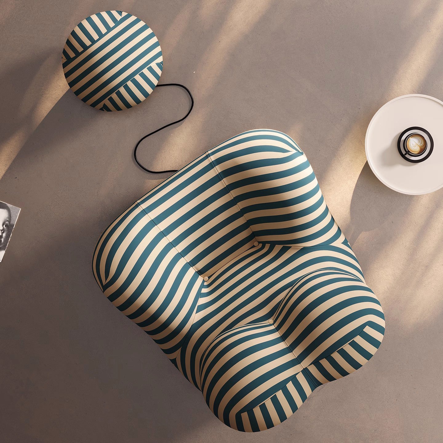 Cloud-Shaped Accent Chair with Ottoman