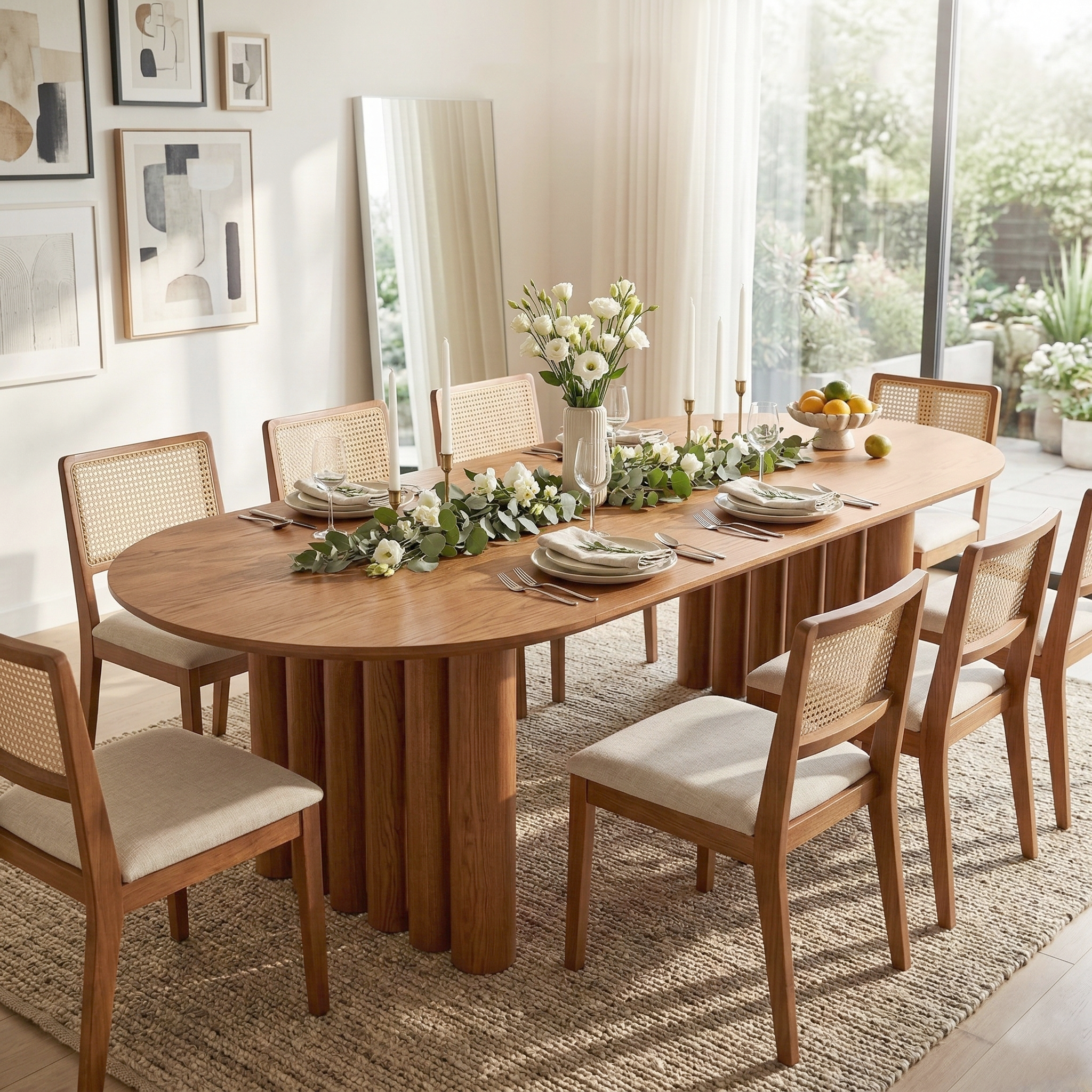 Oval Solid Wood Dining Table, Seats 8-10