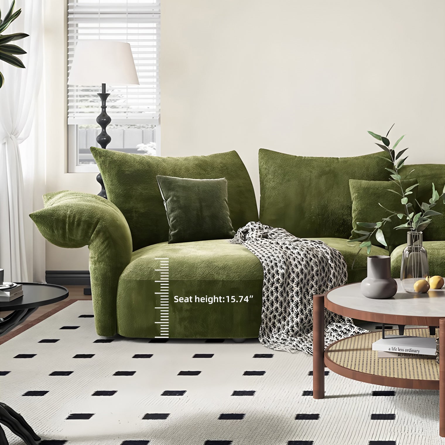 Italian-Style Petal Curved Sofa with Adjustable Backrest