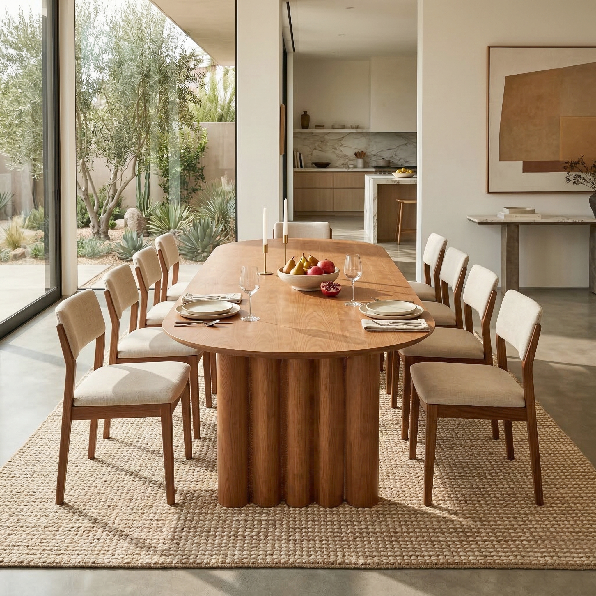 Oval Solid Wood Dining Table, Seats 8-10