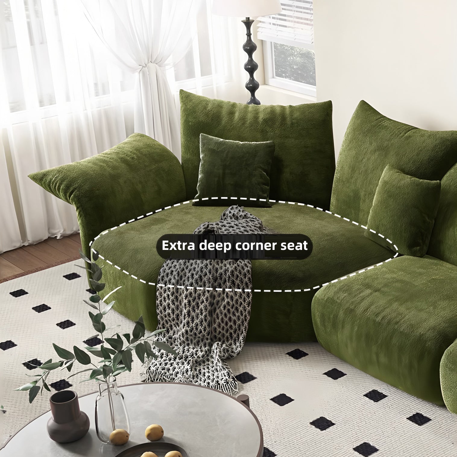 Italian-Style Petal Curved Sofa with Adjustable Backrest