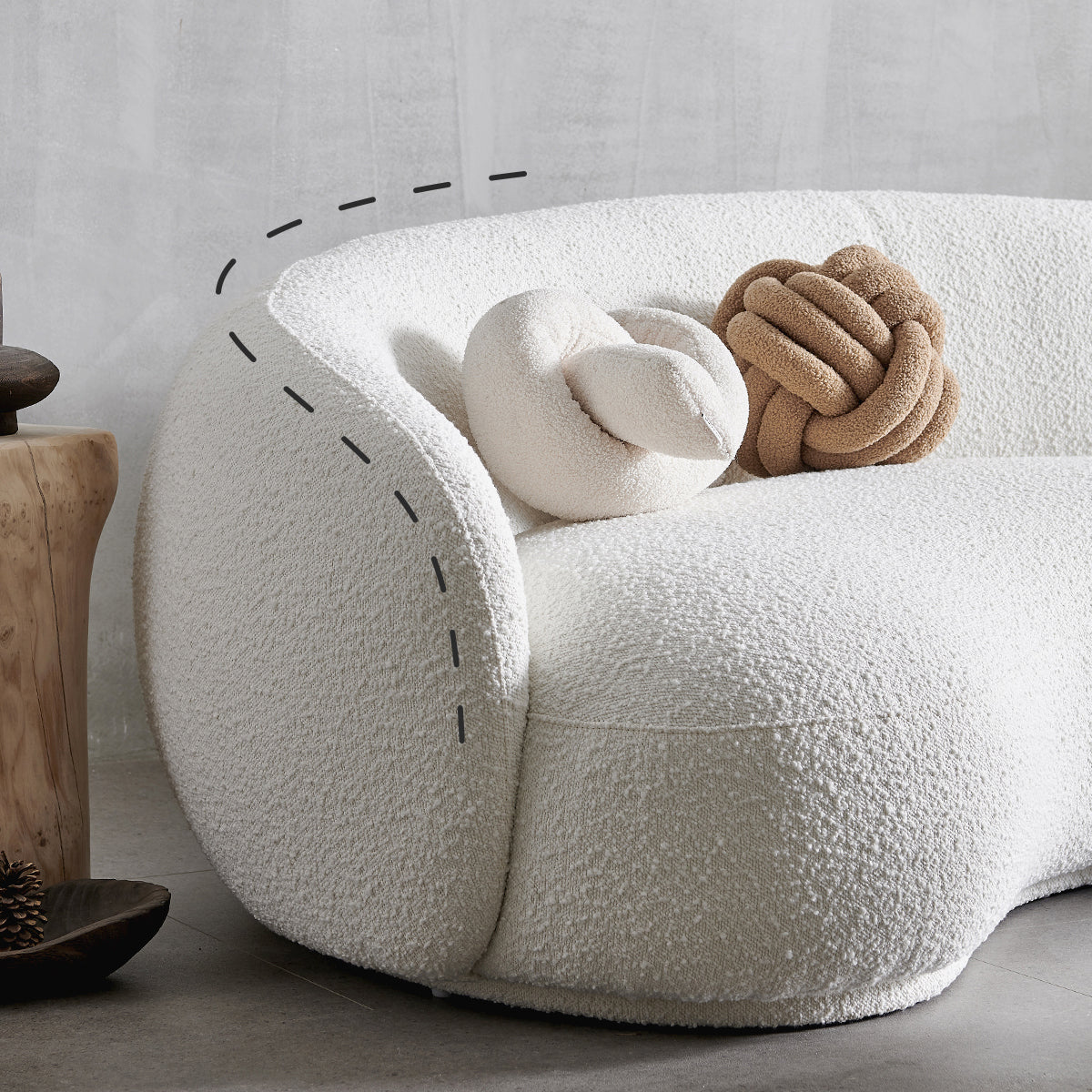 Cashew Curved Sofa in White