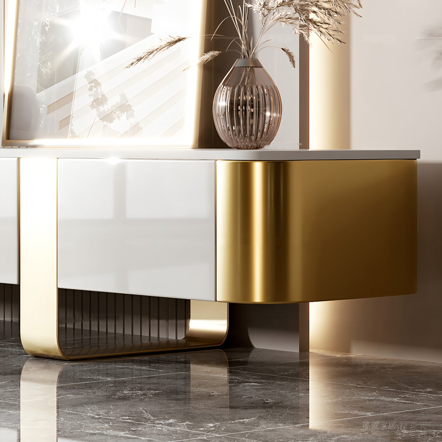 78.74" Modern TV Stand with Gold Legs