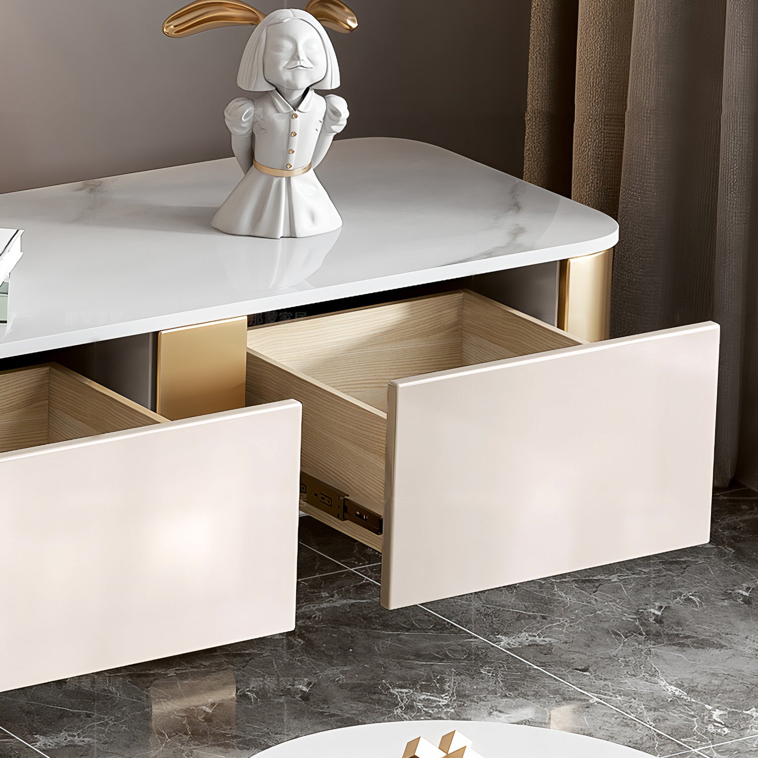 78.74" Modern TV Stand with Gold Legs
