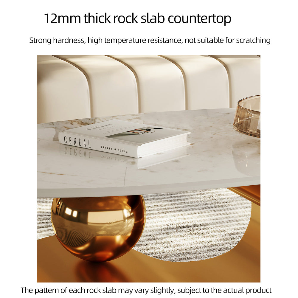 White Oval Coffee Table with Musical Note Base