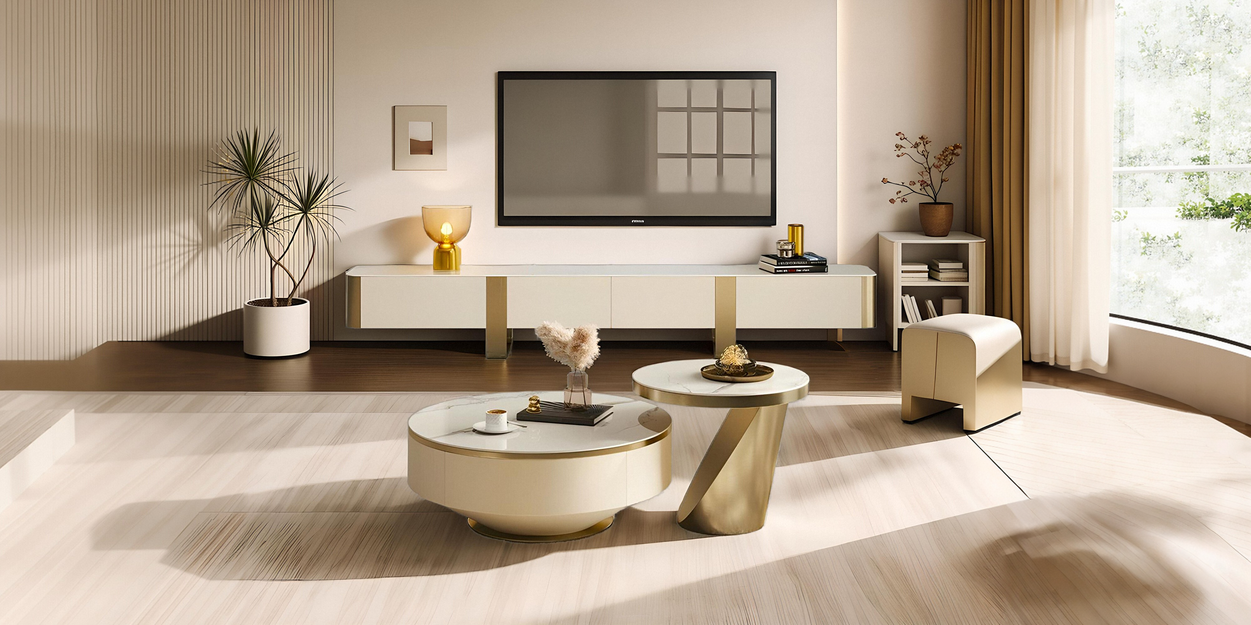 78.74" Modern TV Stand with Gold Legs