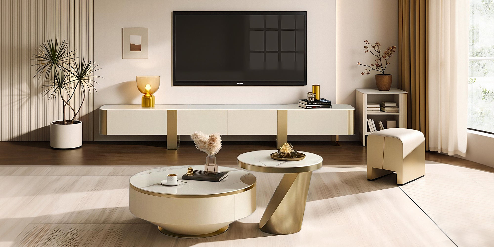 78.74" Modern TV Stand with Gold Legs
