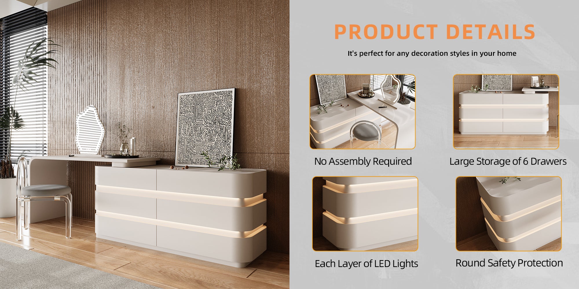 Modern Cream Dressing Table
