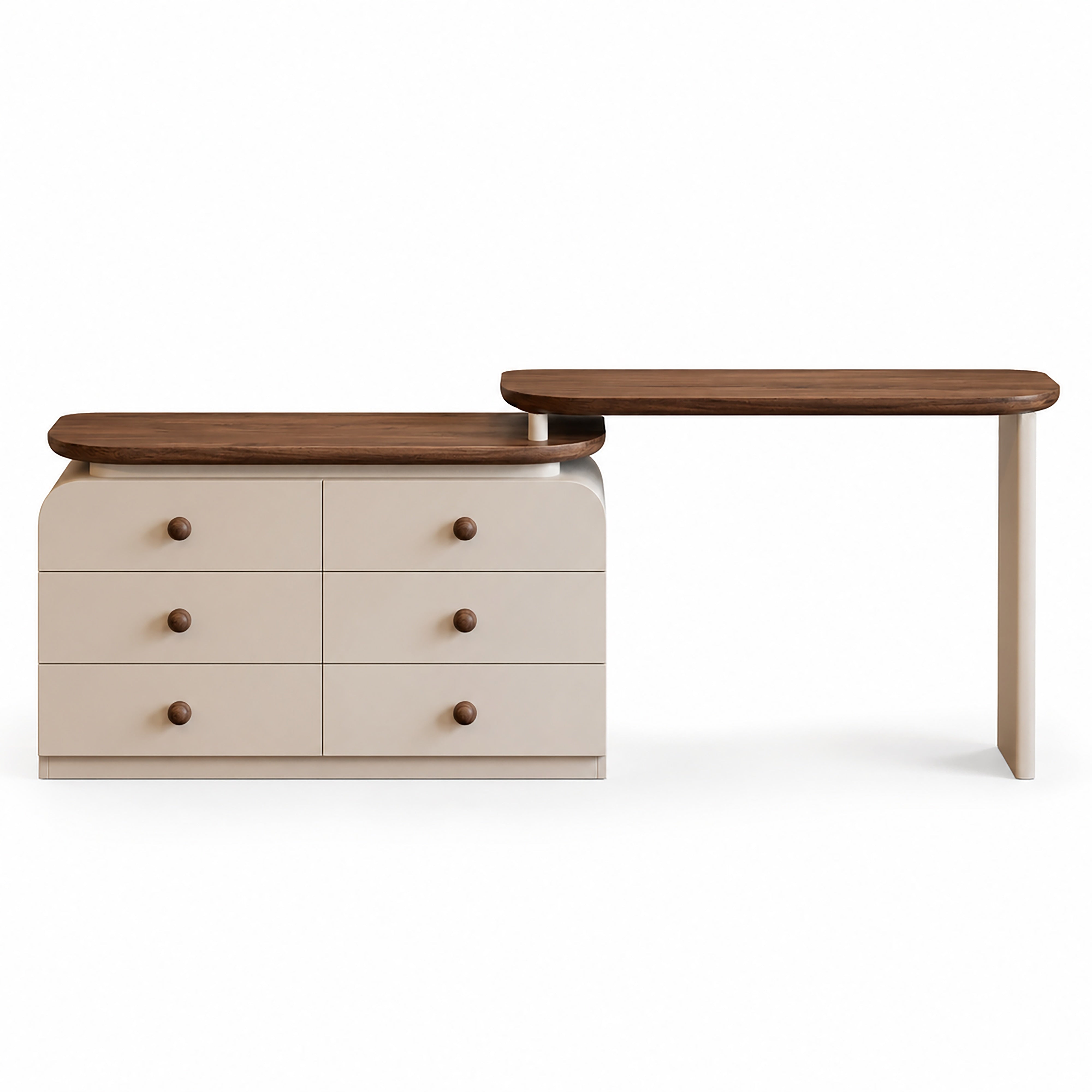 6-Drawer Dresser and Extendable Vanity Desk Combo with Solid Wood Handles - View 1