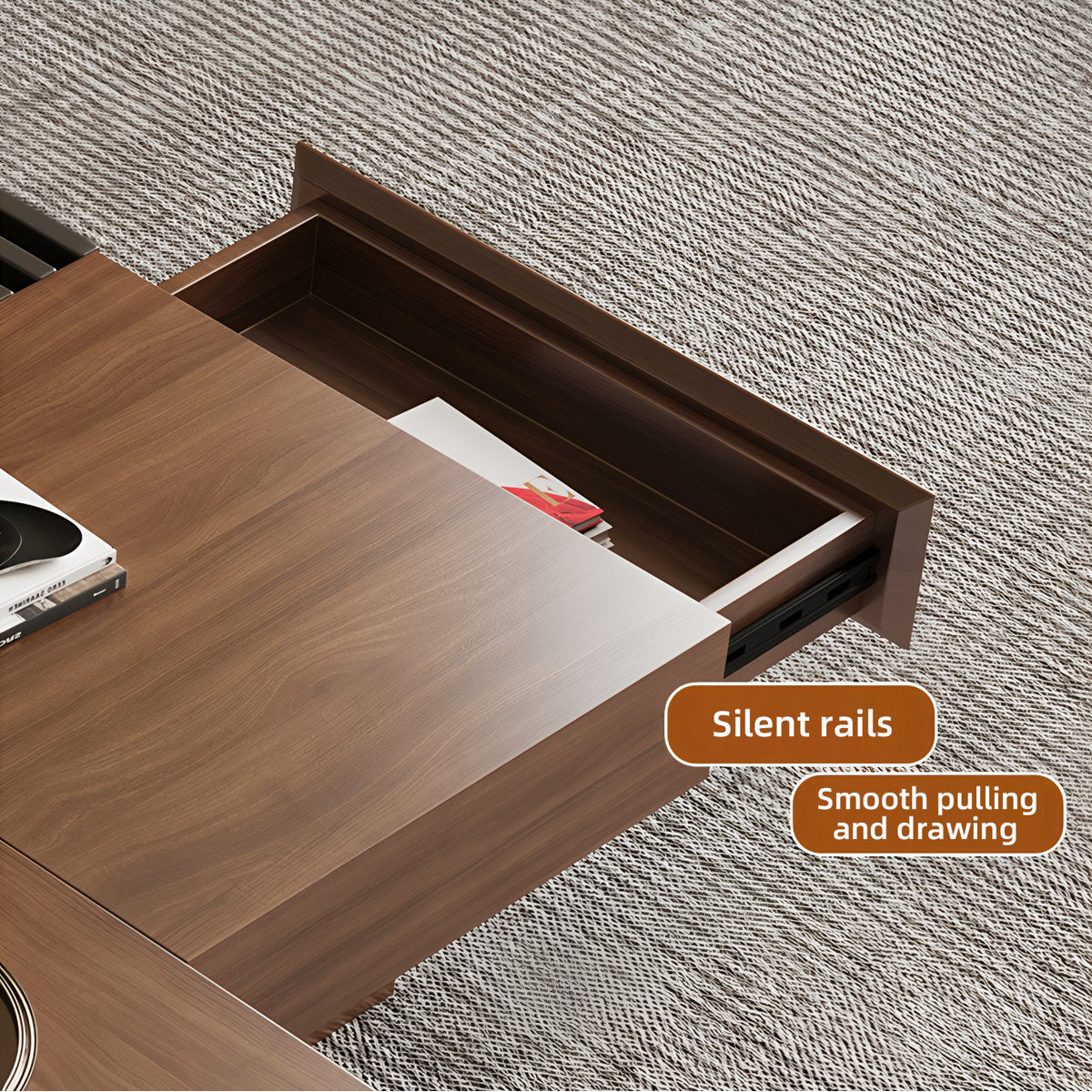 39.4" Square Manufactured Wood Coffee Table with Sliding Top and Storage