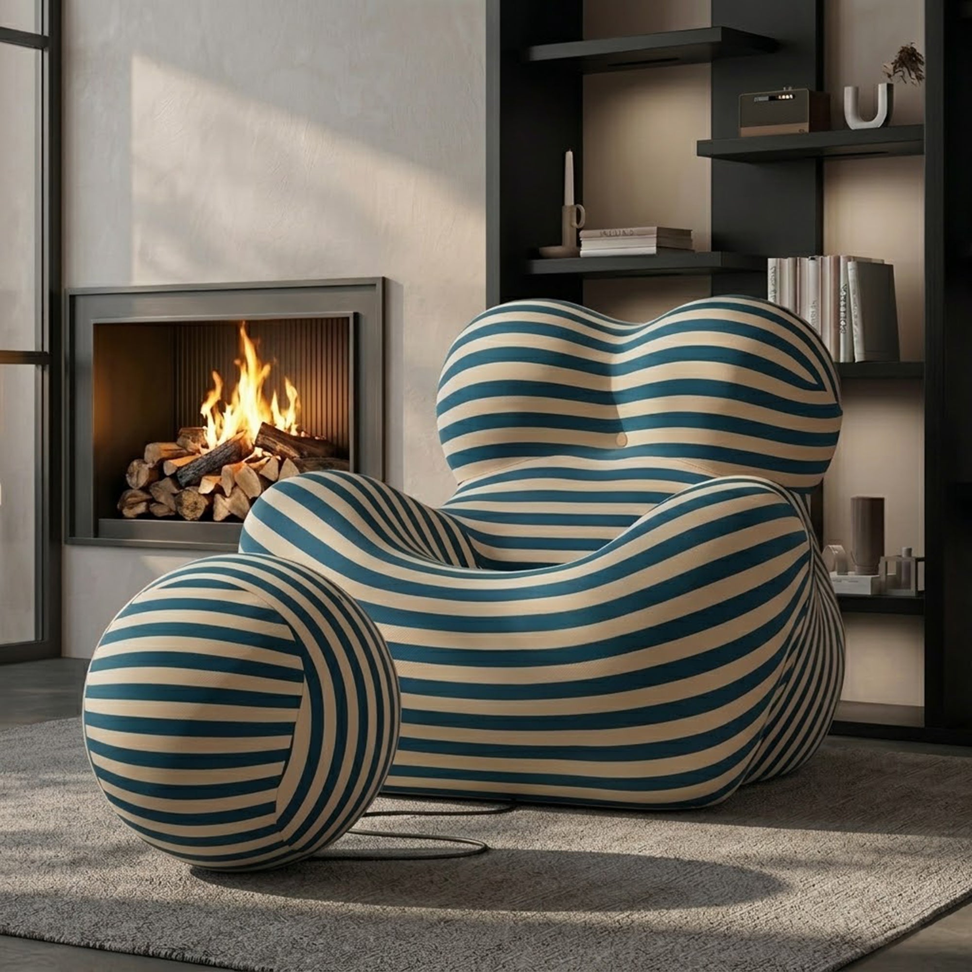 Cloud-Shaped Accent Chair with Ottoman