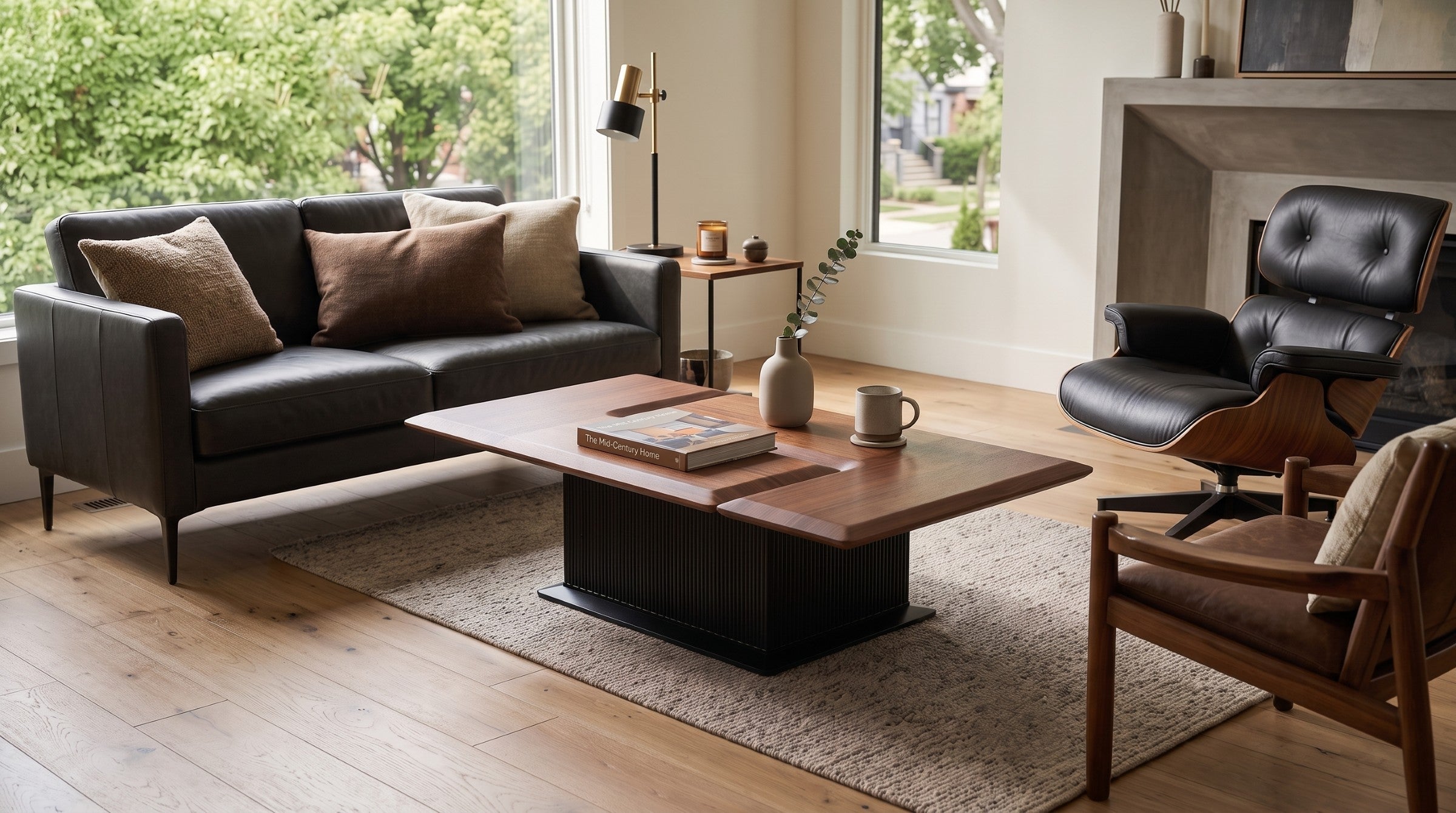 Oval coffee table paired with a sofa in a warm living room