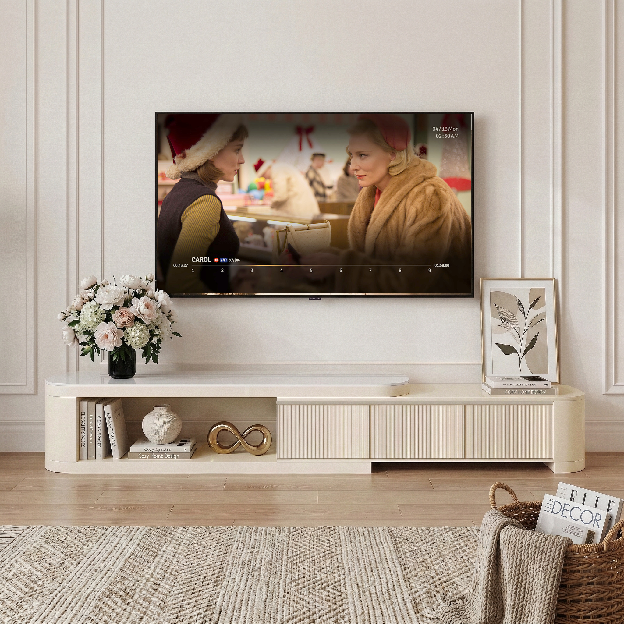 Extendable TV Stand with Storage Drawers