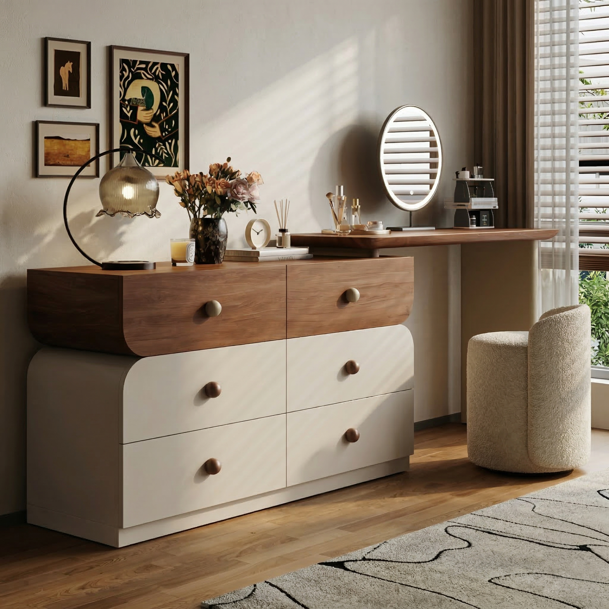 Expandable Makeup Vanity Desk with 6 Drawers and Adjustable 47.24-90 Inch Width - View 3