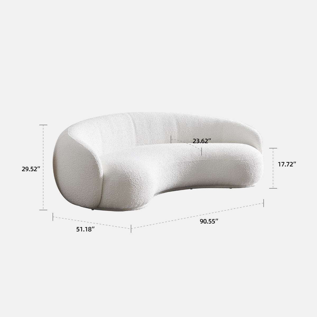 Cashew Curved Sofa in White