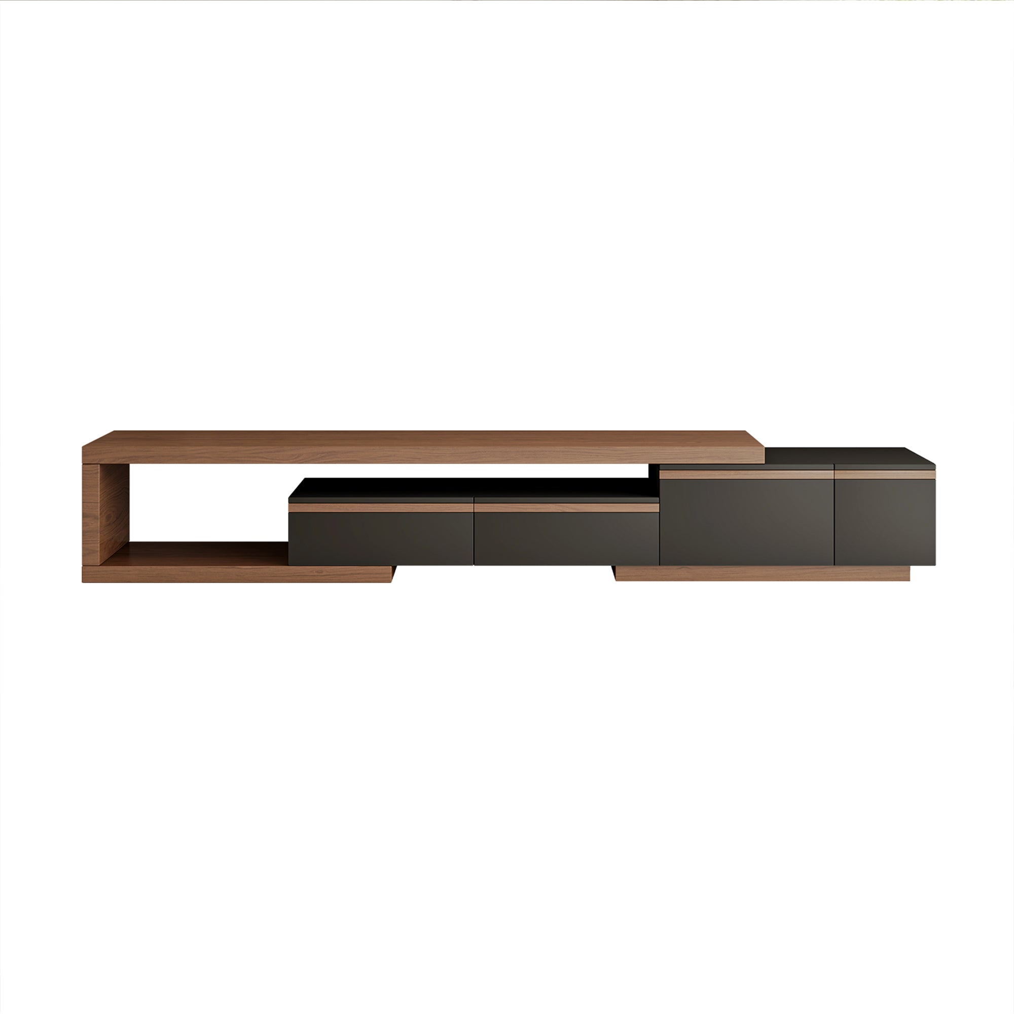 Adjustable-Length Modern Light Luxury TV Stand: Walnut Veneer Top & Spacious Storage