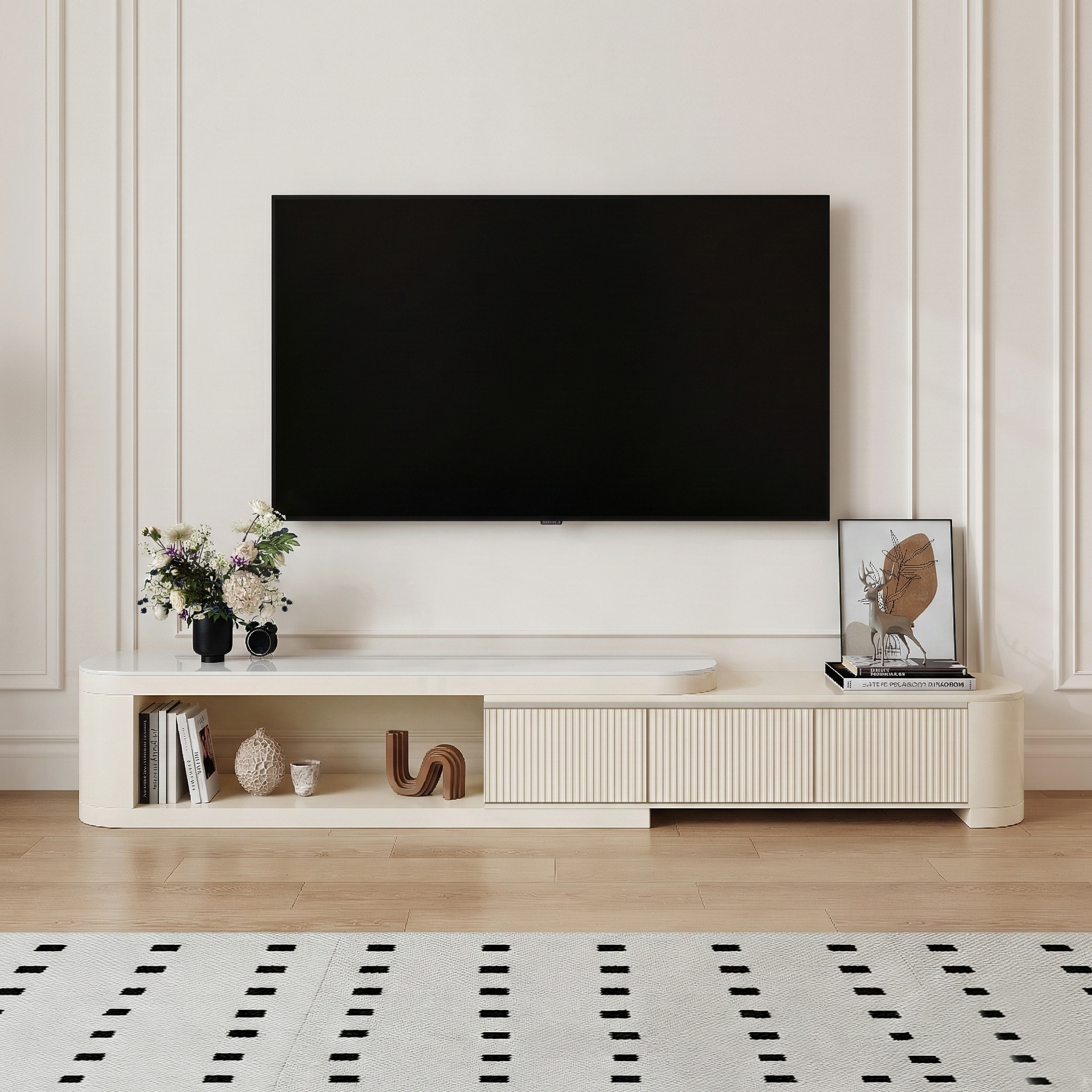 Extendable TV Stand with Storage Drawers