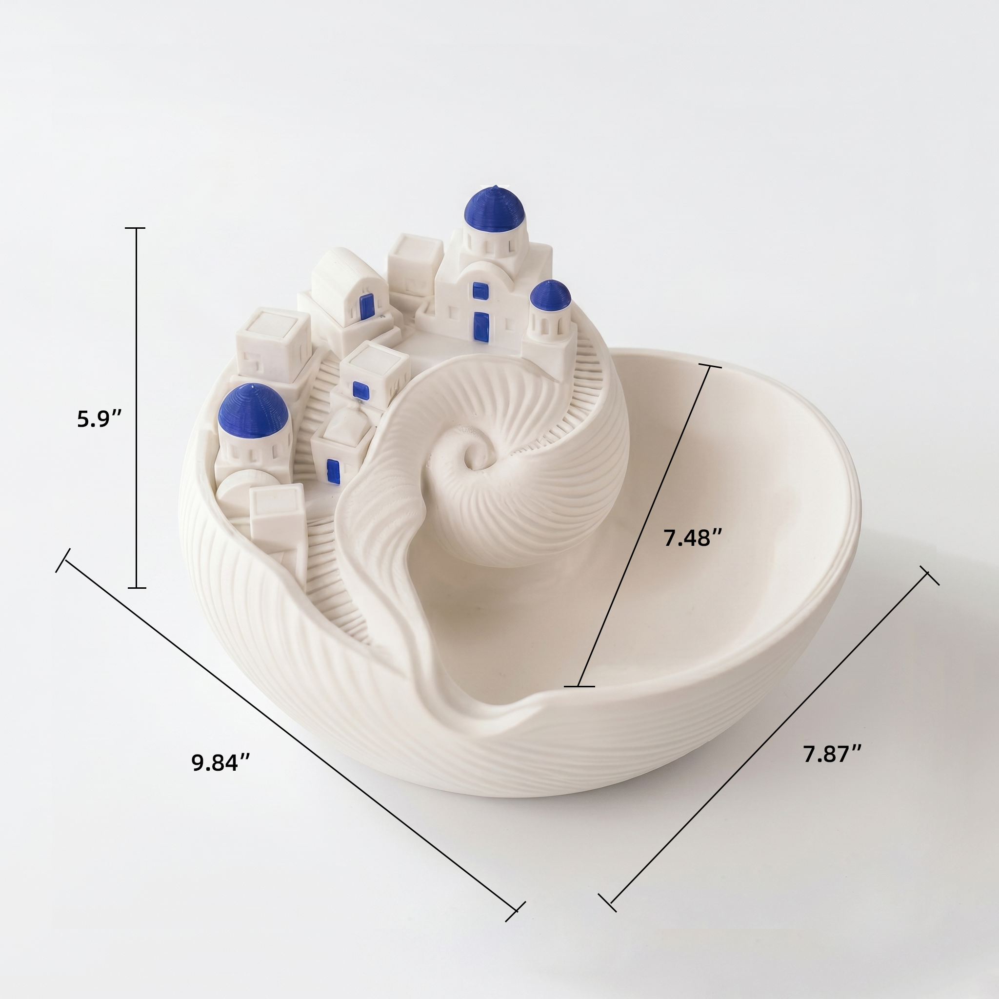 Santorini-Inspired 3D Printed Shell Catchall Bowl with Rechargeable LED Light