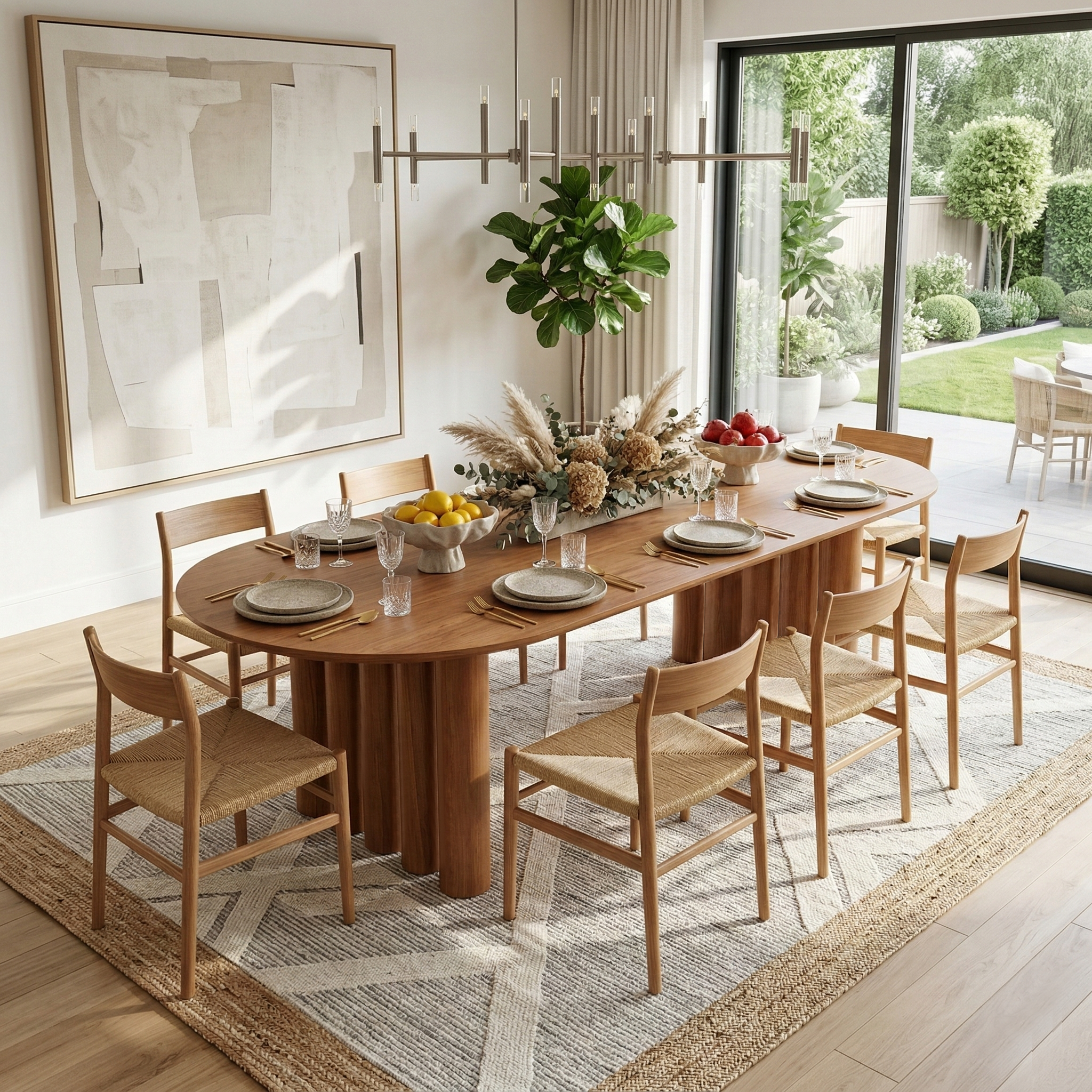 Oval Solid Wood Dining Table, Seats 8-10