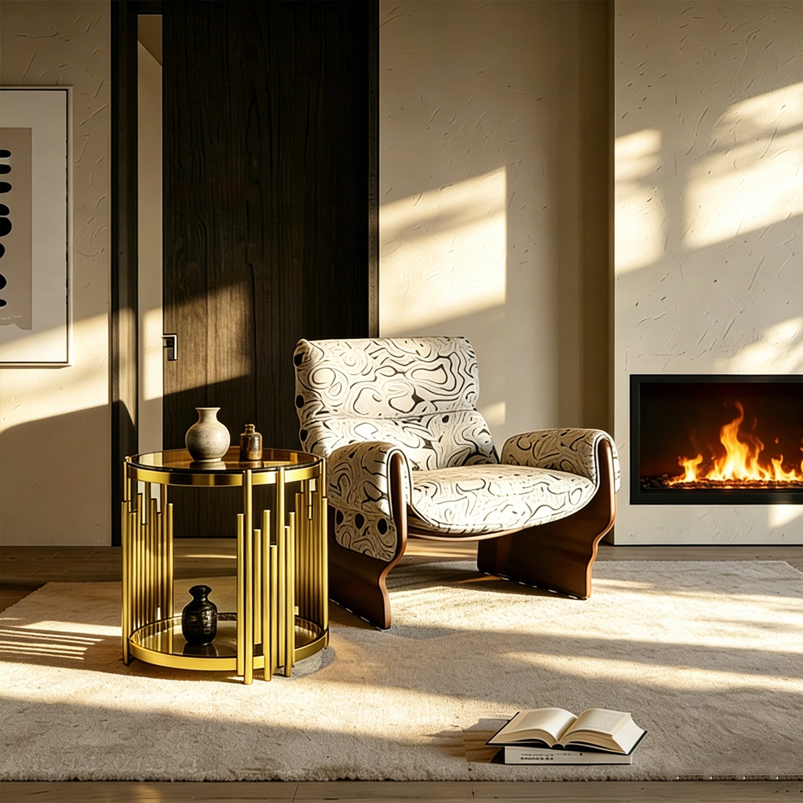 Modern Luxury Nesting Coffee Table Set - Gold Metal Frame & Smoked Glass Top (35.43" L)