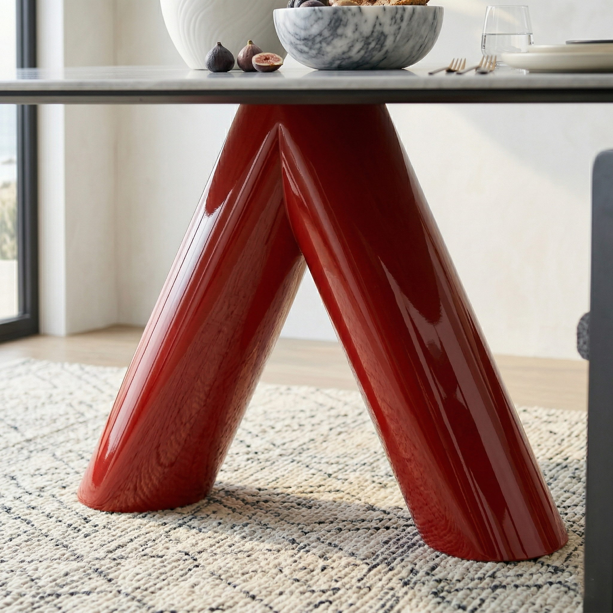 Oval Marble-Look Dining Table with Stainless Steel Base