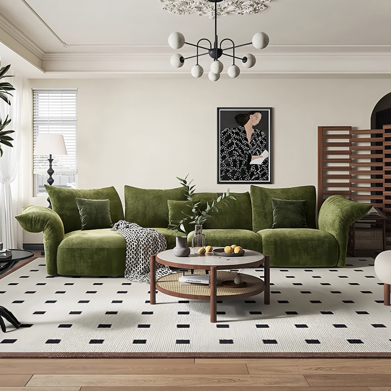 Italian-Style Petal Curved Sofa with Adjustable Backrest