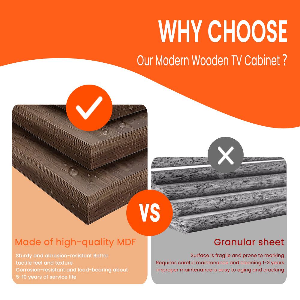 Adjustable-Length Modern Light Luxury TV Stand: Walnut Veneer Top & Spacious Storage