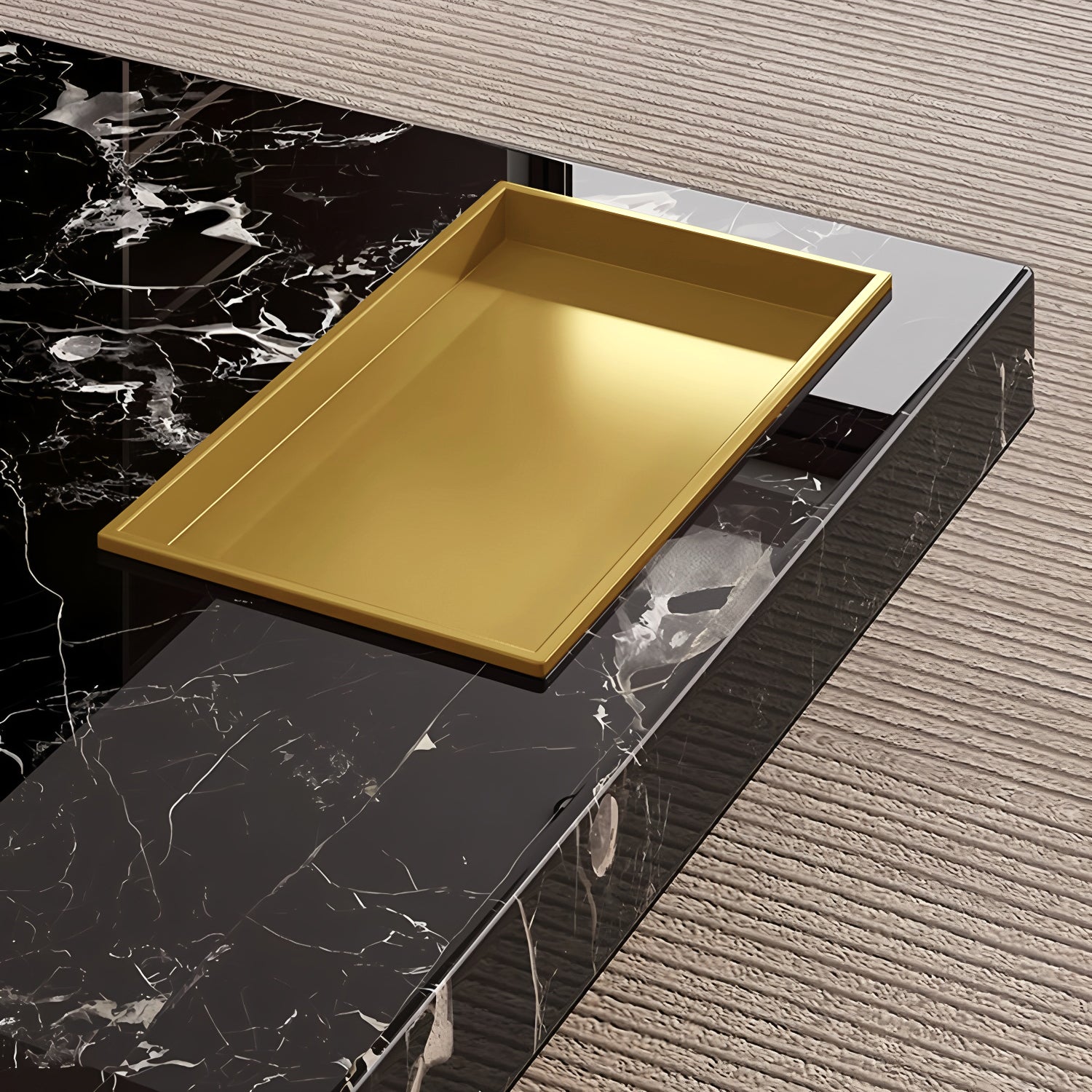 47.24" Square Faux Marble Coffee Table with Stainless Steel Base