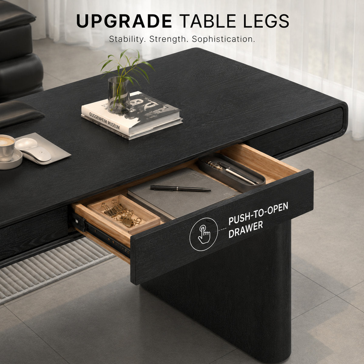 70.9" Electric Height-Adjustable Executive Desk with 4 Push-to-Open Drawers and Built-In Power Outlet - View 8