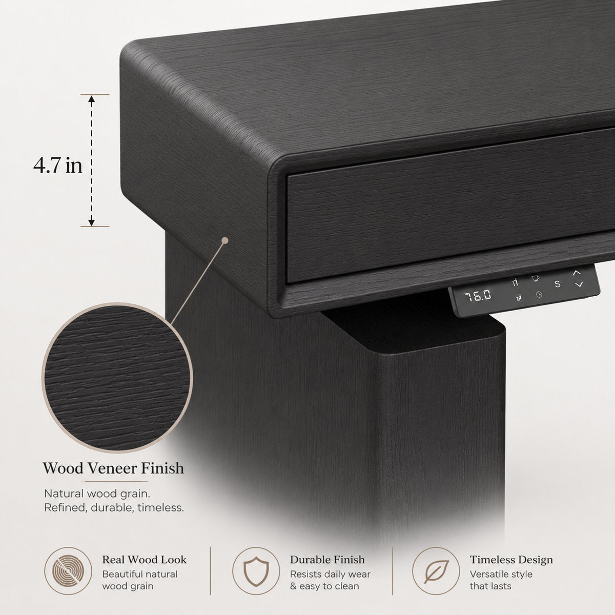 70.9" Electric Height-Adjustable Executive Desk with 4 Push-to-Open Drawers and Built-In Power Outlet - View 9