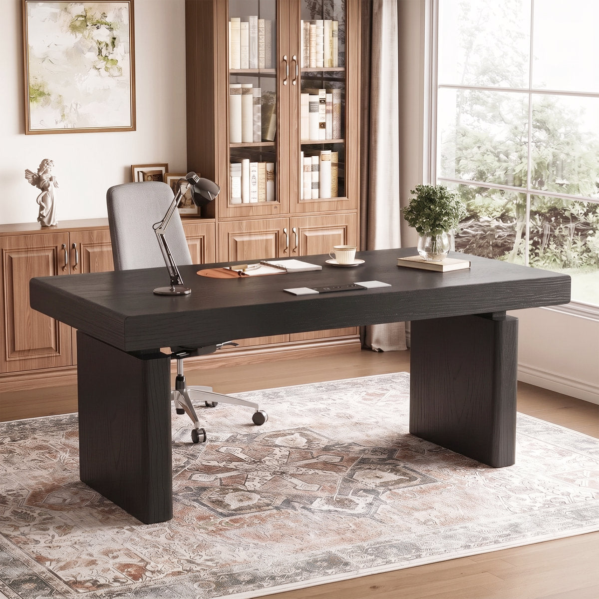 70.9" Electric Height-Adjustable Executive Desk with 4 Push-to-Open Drawers and Built-In Power Outlet - View 3