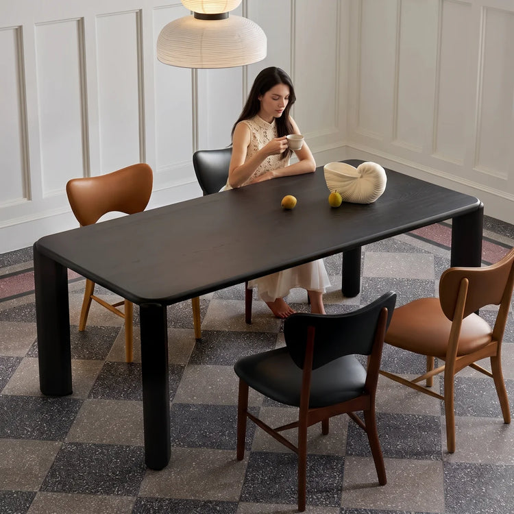 78.74" Modern Minimalist Solid Wood Dining Table with White Oak Veneer