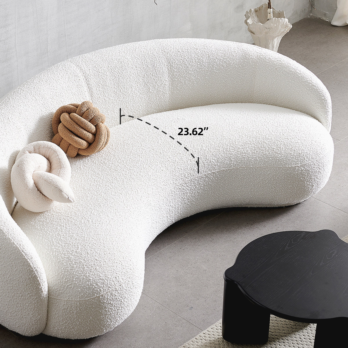 Cashew Curved Sofa in White