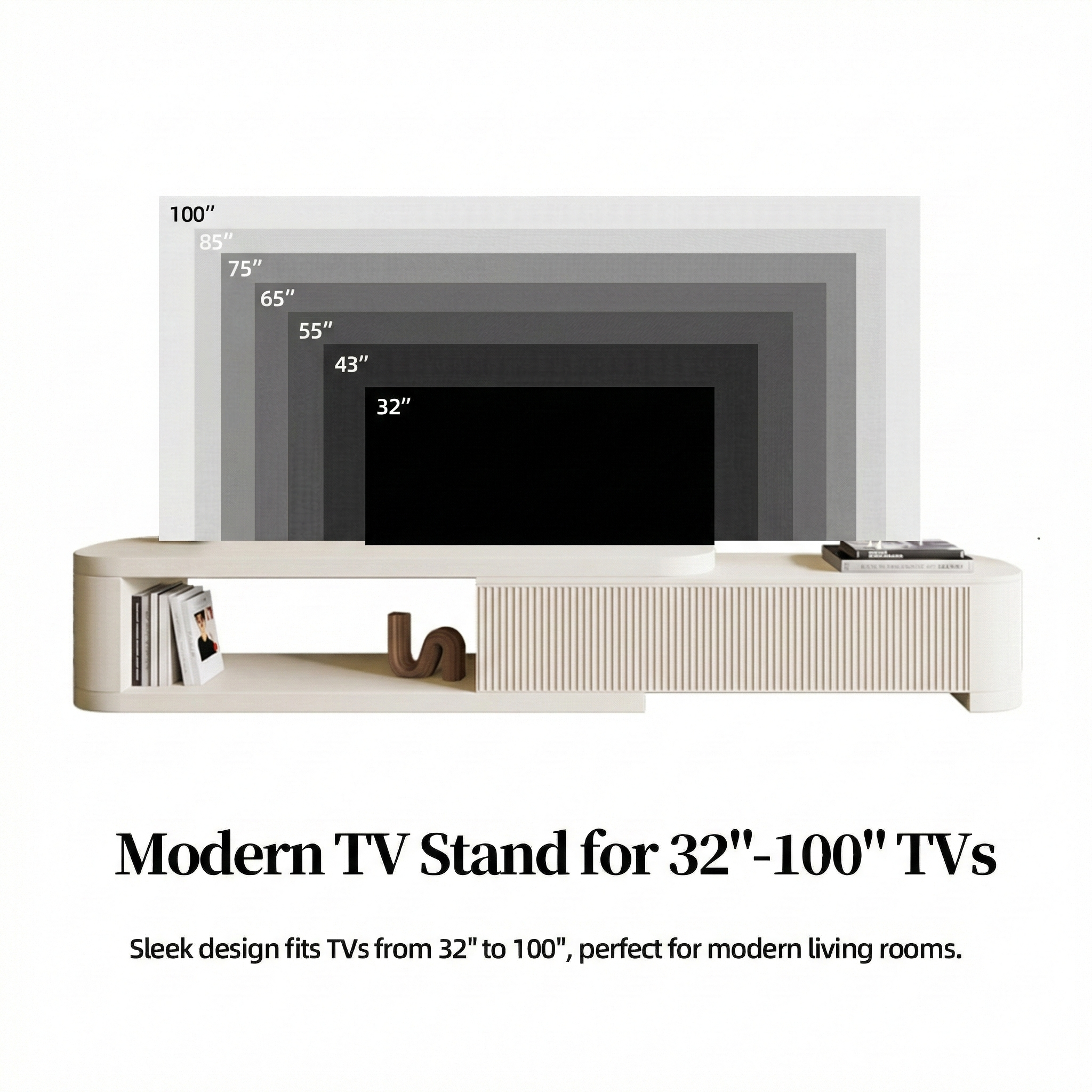 Extendable TV Stand with Storage Drawers