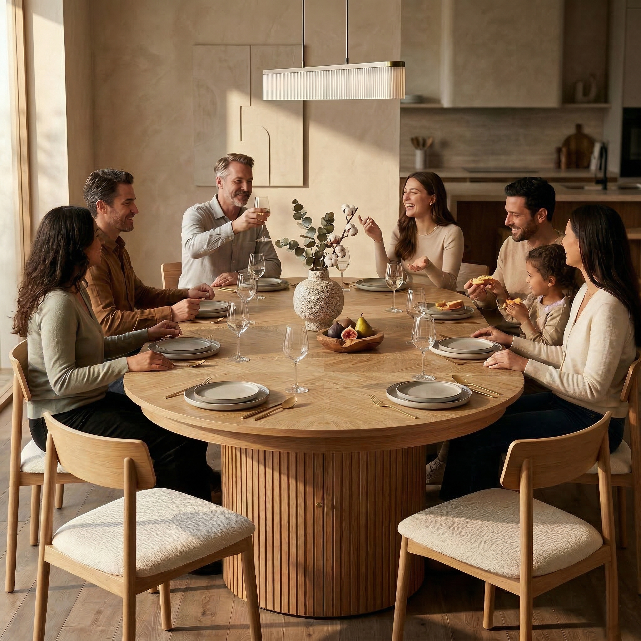 Solid Wood Extendable Dining Table and Bench Set, 45.27"–106.30", Seats 2–10 - View 4