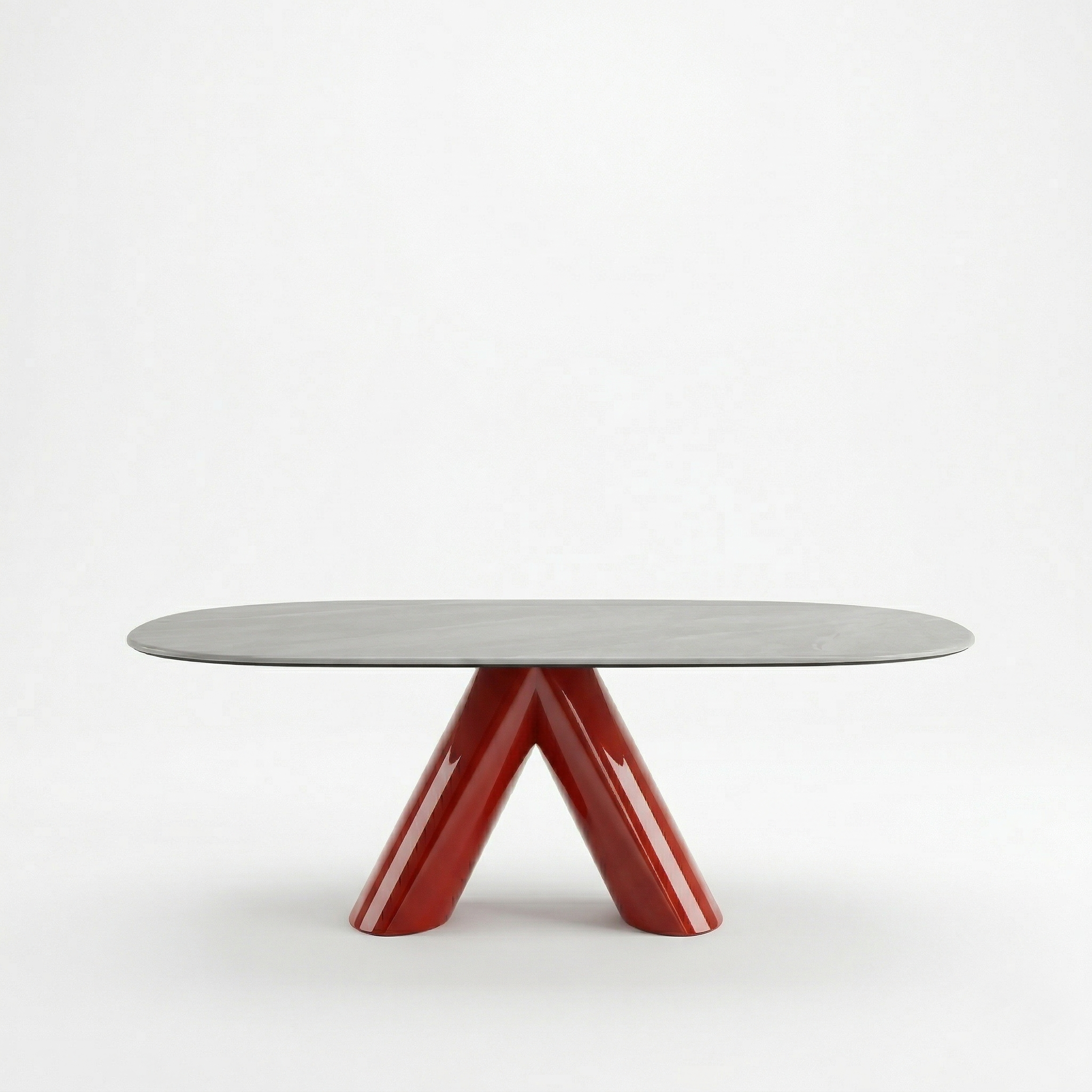 Oval Marble-Look Dining Table with Stainless Steel Base