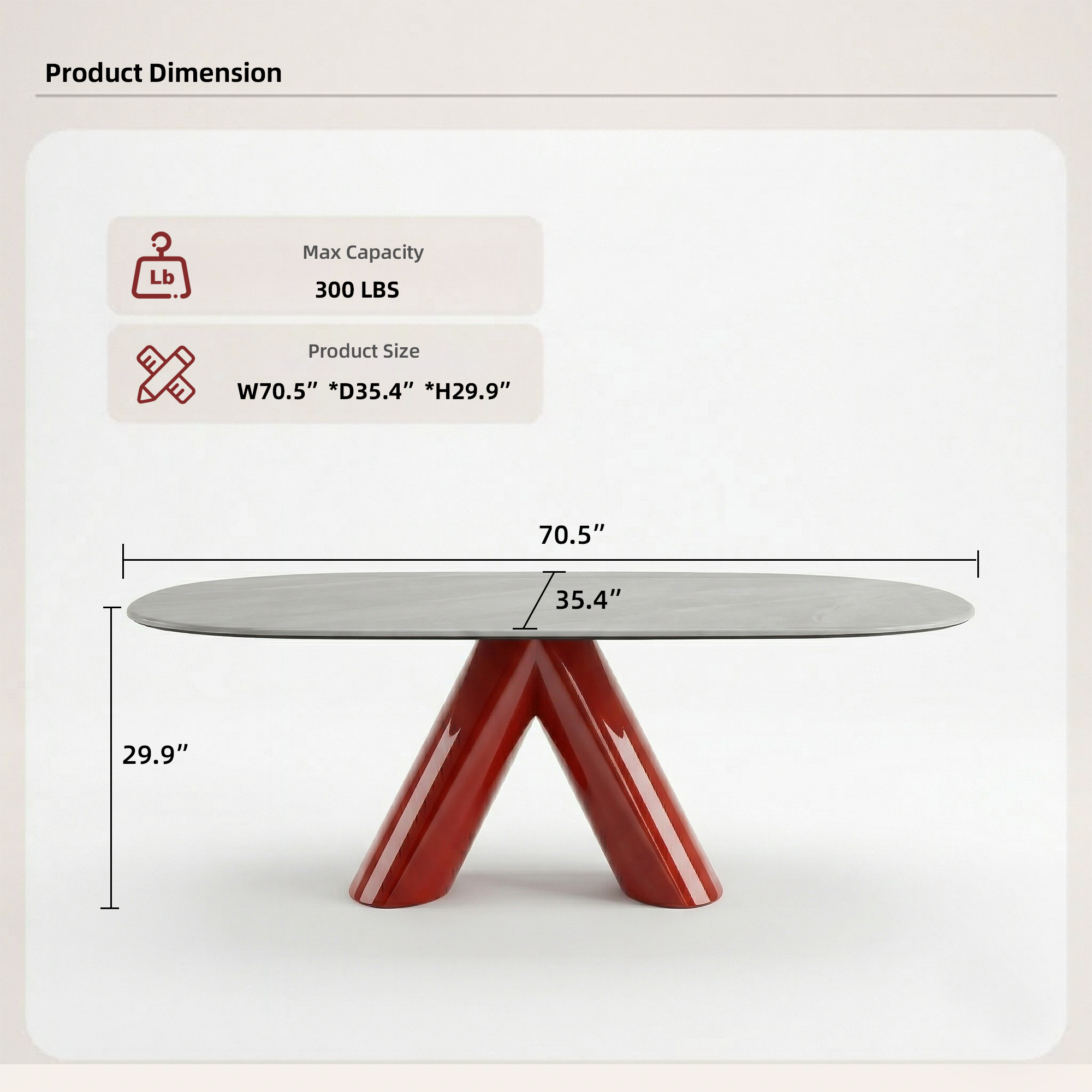 Oval Marble-Look Dining Table with Stainless Steel Base