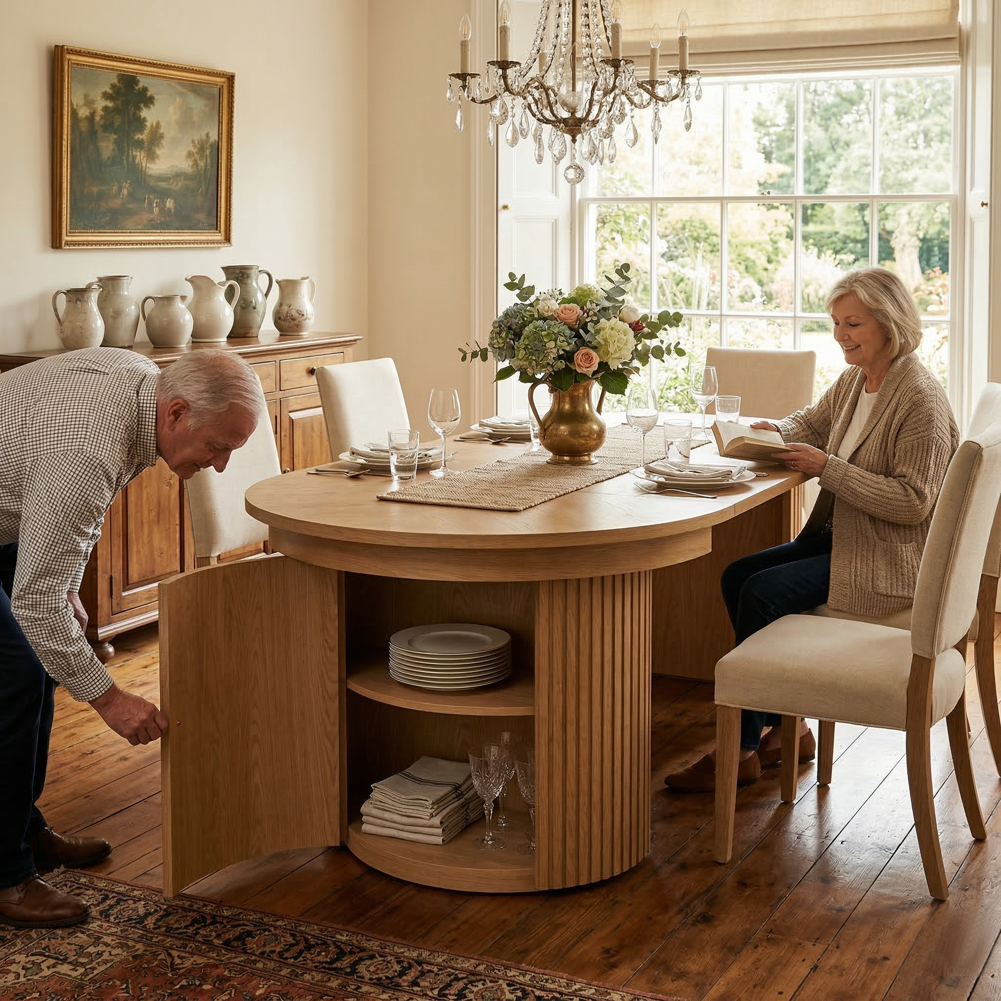 Solid Wood Extendable Dining Table and Bench Set, 45.27"–106.30", Seats 2–10 - View 1